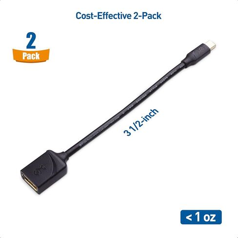 Cable Matters 2-Pack 32.4Gbps 8K Mini DisplayPort إلى DisplayPort 1.4 محول (Mini DP إلى DP 1.4) باللون الأسود - 8K@60 هرتز، دقة 4K@120 هرتز جاهزة - Thunderbolt وThunderbolt 2 Port متوافق in Kuwait