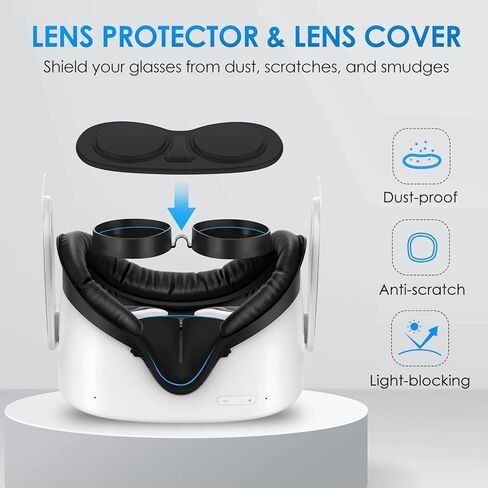 واجهة وجه سوبر يو إس لملحقات أوكيولوس / ميتا كويست 2 (إصدار مطور)، مع قطعتين من بطانات فوم لتغطية الوجه، وسادة أنف مضادة للضوء (L/S)، واقي للعدسات، فاصل للنظارات (7 في 1) in Kuwait