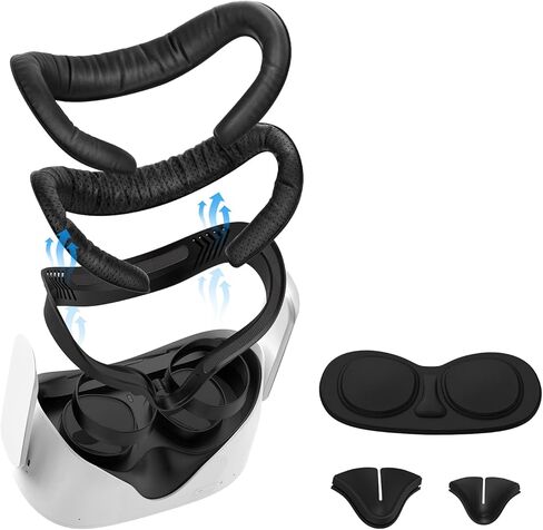 واجهة وجه سوبر يو إس لملحقات أوكيولوس / ميتا كويست 2 (إصدار مطور)، مع قطعتين من بطانات فوم لتغطية الوجه، وسادة أنف مضادة للضوء (L/S)، واقي للعدسات، فاصل للنظارات (7 في 1) in Kuwait