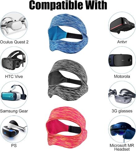 VR Eye Mask, Adjustable Breathable VR Sweat Band for Meta/Oculus Quest 2/3/3S/Pro, HTC Vive, PS, Gear, VR Workouts (3PCS) in Kuwait