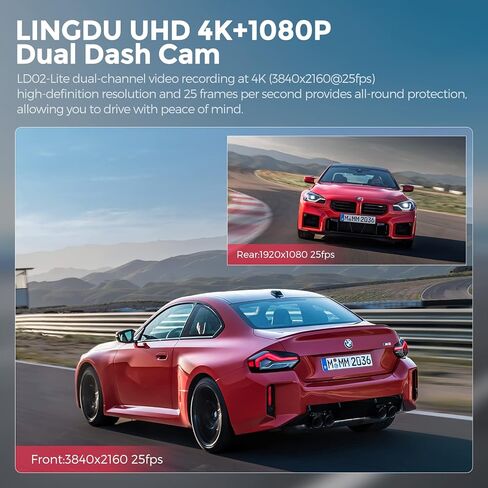 LINGDU LD02 Lite Dash Cam أمامية وخلفية 4K+1080P، كاميرا داش مزدوجة 5G WiFi للسيارات، نظام تحديد المواقع المدمج، التحكم الصوتي، رؤية ليلية WDR، وضع انتظار 24 ساعة، بطاقة SD 64 جيجابايت مجانية، شاشة IPS 3 بوصات، مستشعر G in Kuwait