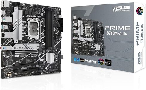 ASUS Prime B760M-A D4 Intel® B760 (LGA 1700)(13th and 12th Gen) mATX Motherboard, PCIe 4.0, 2xM.2 Slots,2.5Gb LAN, DisplayPort,Dual HDMI,Rear USB 3.2 Gen 2, Front 1 Type-C®, Aura Sync in Saudi Arabia
