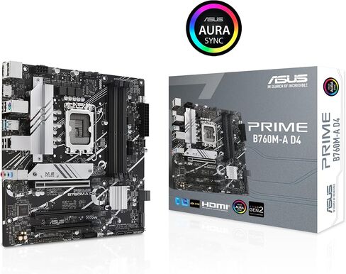ASUS Prime B760M-A D4 Intel® B760 (LGA 1700)(13th and 12th Gen) mATX Motherboard, PCIe 4.0, 2xM.2 Slots,2.5Gb LAN, DisplayPort,Dual HDMI,Rear USB 3.2 Gen 2, Front 1 Type-C®, Aura Sync in Saudi Arabia