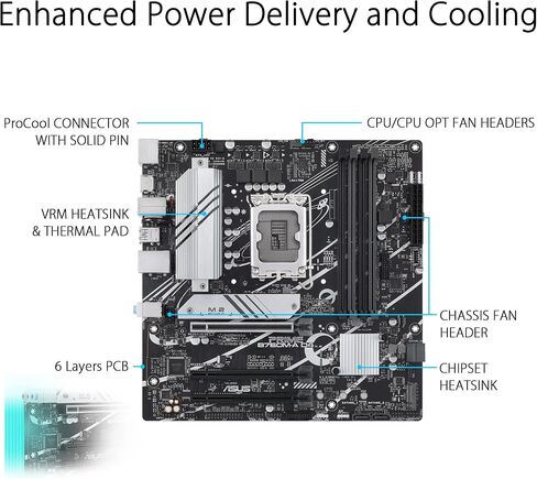 ASUS Prime B760M-A D4 Intel® B760 (LGA 1700)(13th and 12th Gen) mATX Motherboard, PCIe 4.0, 2xM.2 Slots,2.5Gb LAN, DisplayPort,Dual HDMI,Rear USB 3.2 Gen 2, Front 1 Type-C®, Aura Sync in Saudi Arabia
