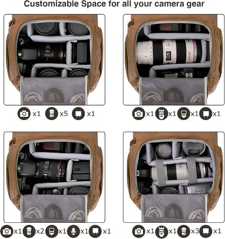 BAGSMART Camera Backpack, Large DSLR/SLR Waterproof Photography Bag Fit up to 15" Laptop with Tripod Holder, Waist Belt and Rain Cover, Black in Kuwait