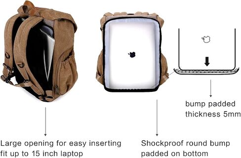 BAGSMART Camera Backpack, Large DSLR/SLR Waterproof Photography Bag Fit up to 15" Laptop with Tripod Holder, Waist Belt and Rain Cover, Black in Kuwait