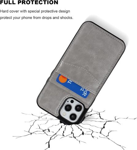 KIHUWEY for iPhone 12/12 Pro Wallet Case Card Holder Kickstand, Black in Kuwait