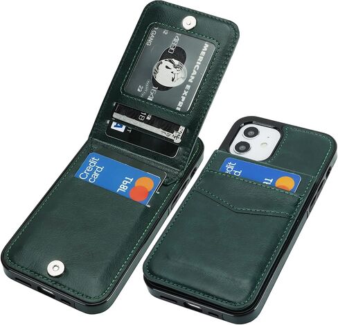 KIHUWEY for iPhone 12/12 Pro Wallet Case Card Holder Kickstand, Black in Kuwait