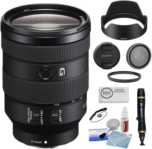 عدسة Sony FE مقاس 24-105 مم f/4 G OSS مزودة بفلتر للأشعة فوق البنفسجية مقاس 77 مم + مجموعة تنظيف فاخرة - منفاخ غبار، فرشاة غبار، حافظة للغطاء + قطعة قماش من الألياف الدقيقة (6 قطع) in Kuwait