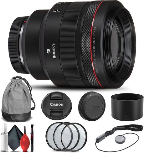 عدسة Canon RF مقاس 85 مم f/1.2L USM (3447C002) + مجموعة مرشح + حافظة غطاء + مجموعة أدوات تنظيف + المزيد (متجددة) in Kuwait