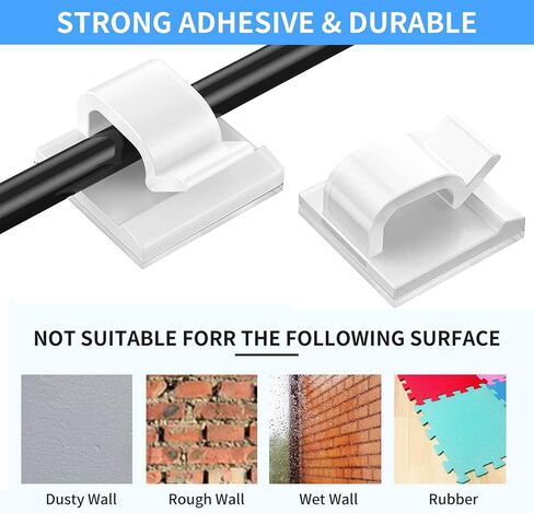 50pcs Upgraded Cable Clips with Strong Adhesive Tapes,Wire Clips,Cord Organizer,Wire Organizer,Cord Holder,Wire Management in Saudi Arabia
