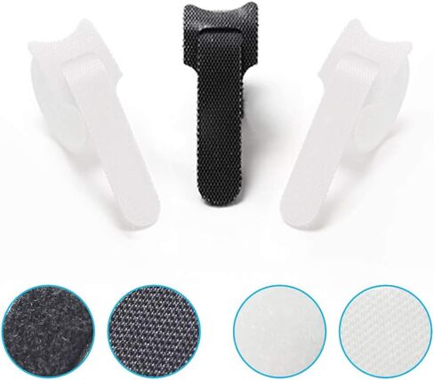 Besign 60 Pack Fastening Cable Straps, Reusable Cord Organizer, Keeper Holder, Cable Ties for Earphones, Earbuds, Headphones, Home Office Tablet, PC, TV Wire Management, Black and White in Kuwait