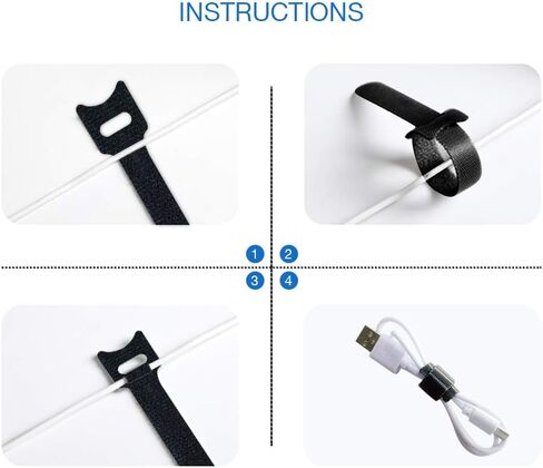 Besign 60 Pack Fastening Cable Straps, Reusable Cord Organizer, Keeper Holder, Cable Ties for Earphones, Earbuds, Headphones, Home Office Tablet, PC, TV Wire Management, Black and White in Kuwait