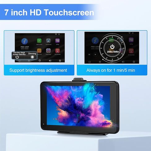 Podofo ستيريو سيارة محمول لاسلكي Apple Carplay Android شاشة سيارة قابلة للسحب، راديو بشاشة لمس 7 بوصة مع أزرار/بلوتوث/Airplay/وصلة مرآة/GPS/كاميرا احتياطية/بطاقة TF 64 جيجا/كابل AUX/SWC in Kuwait