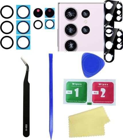 2 Packs Eaglewireless Galaxy S23 Ultra Rear Camera Glass Lens with Adhesive Tape Replacement Kit for Samsung Galaxy S23 Ultra 5G 2023 in Kuwait
