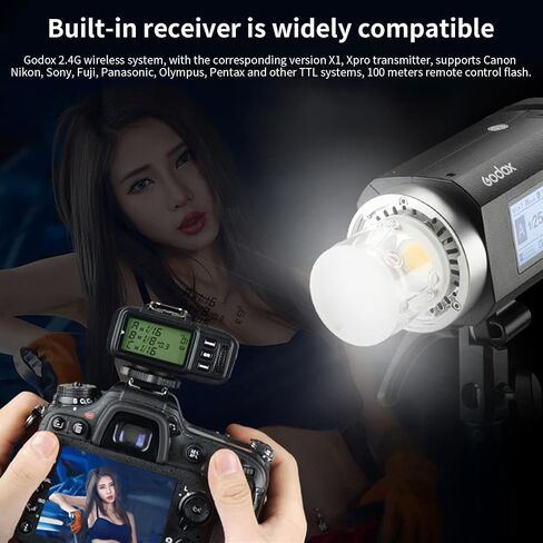 Godox AD400Pro 400Ws Studio Outdoor Strobe Flash Kit, TTL 1/8000s HSS 2.4G GN72 Monolight Light, Lithium Battery with AD-S65S 26"/65cm Godox Mount Grid Softbox, Barn door, Umbrella, Standard Reflector in Saudi Arabia