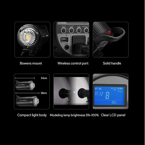 Godox SK400II-V SK400II V 400Ws 5700±200K Strobe Light,Built-in 2.4G Wireless X System,Clear LCD Panel, with LED Modeling Lamp for Bowens Mount Photo Studio in Saudi Arabia