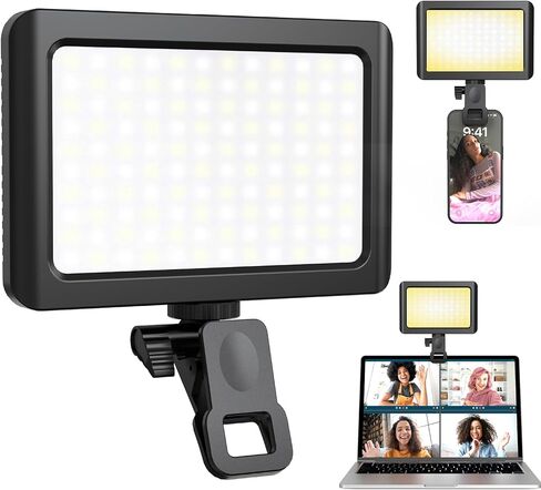 تونكل ستار مصباح فيديو بمشبك قابل لاعادة الشحن بـ96 مصباح LED، 5 الوان و10 مستويات سطوع للجوال، ايفون، اندرويد، ايباد، لابتوب، للماكياج، تيك توك، سيلفي، مدونة الفيديو، مؤتمرات الفيديو/زووم in Kuwait