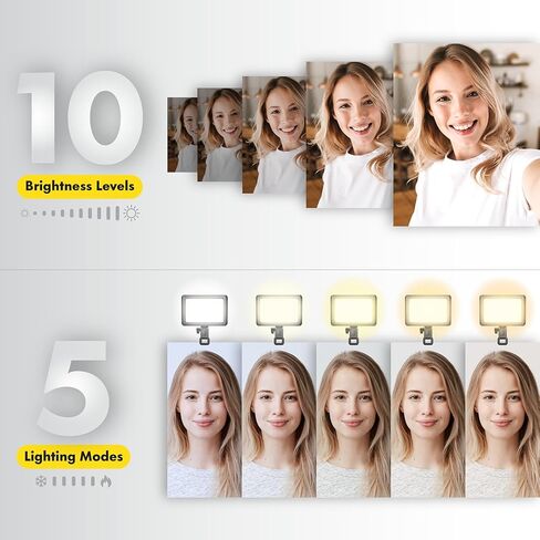 تونكل ستار مصباح فيديو بمشبك قابل لاعادة الشحن بـ96 مصباح LED، 5 الوان و10 مستويات سطوع للجوال، ايفون، اندرويد، ايباد، لابتوب، للماكياج، تيك توك، سيلفي، مدونة الفيديو، مؤتمرات الفيديو/زووم in Kuwait