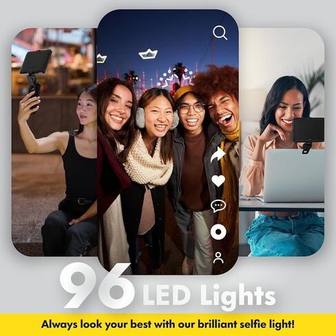 تونكل ستار مصباح فيديو بمشبك قابل لاعادة الشحن بـ96 مصباح LED، 5 الوان و10 مستويات سطوع للجوال، ايفون، اندرويد، ايباد، لابتوب، للماكياج، تيك توك، سيلفي، مدونة الفيديو، مؤتمرات الفيديو/زووم in Kuwait