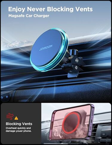 JOYROOM for Magsafe Car Mount Charger 15W [Pro Max Charging], Car Mount for iPhone Wireless Fast Charging, Magnetic Phone Mount Holder for Magsafe Charger Car Phone Holder Vent Fits iPhone15 Pro Max in Kuwait