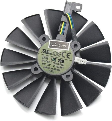 مروحة تبريد بطاقة الرسومات inRobert 95 مم T129215SM 12V 0.25AMP لـ ASUS STRIX-RX470-O4G-GAMING RX580 GTX1050Ti (قطعة واحدة) in Saudi Arabia