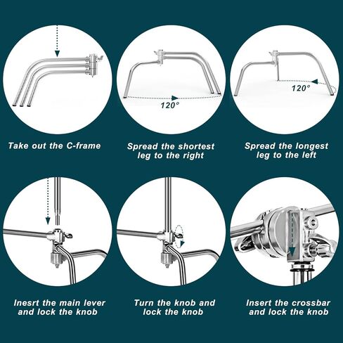حامل Altson Pro 100% من الفولاذ المقاوم للصدأ عالي التحمل مع ذراع بوم، أقصى ارتفاع 10.5 قدم/320 سم حامل إضاءة للتصوير الفوتوغرافي مع ذراع حمل 4.2 قدم/128 سم، رأسان للقبضة لضوء الاستوديو الأحادي، صندوق ناعم، عاكس in Kuwait