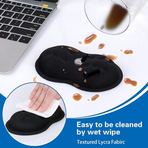 Mouse Wrist Rest, Canjoy 2 Pack Wrist Rest for Mouse Memory Foam Wrist Pad | Soft Fabric Mouse Wrist Rest Pad Support Cushion with Anti-Skid Rubber Base,Ergonomic Pain Relief Mouse Hand Rest (Black) in Saudi Arabia