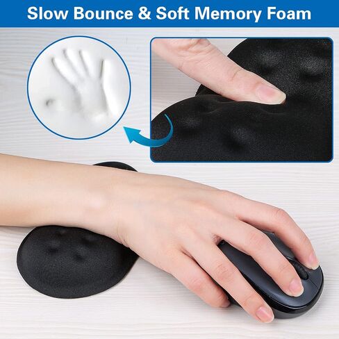 Mouse Wrist Rest, Canjoy 2 Pack Wrist Rest for Mouse Memory Foam Wrist Pad | Soft Fabric Mouse Wrist Rest Pad Support Cushion with Anti-Skid Rubber Base,Ergonomic Pain Relief Mouse Hand Rest (Black) in Saudi Arabia