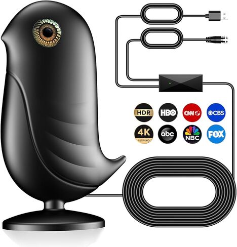 هوائي تلفزيون معزز للإشارة 2023 مع نطاق تغطية يزيد عن 560 ميلًا يدعم 4K 8K 1080p للتلفزيون عالي الدقة الذكي وأجهزة التلفزيون القديمة، معزز الإشارة الداخلية، كابل HDTV بطول 18 قدمًا in Kuwait