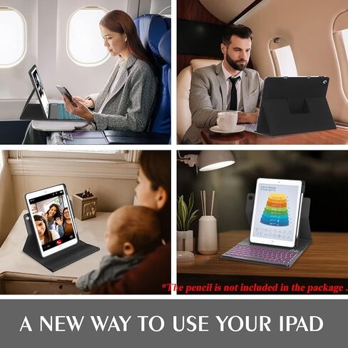 BLUTLOTUS Keyboard case for iPad 5th/6th Generation 2017/2018, 9.7 Inch iPad Air 2 Case, Removable Wireless Backlit Detachable Keyboard, Folio Smart Cover(Black) in Saudi Arabia