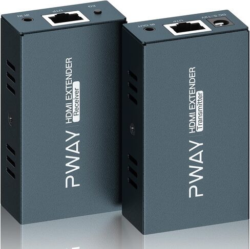 PWAYTEK HDMI عبر موسع إيثرنت، موسع HDMI عبر Cat5e/6/7 واحد 196 قدمًا (60 مترًا)، 1080 بكسل عند 60 هرتز، عالي الدقة ثلاثي الأبعاد، حلقة محلية للخارج، EDID، مع جهاز إرسال واستقبال وظيفة POC للتحكم في الأشعة تحت الحمراء in Kuwait