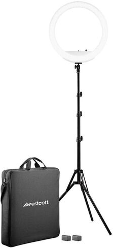 Westcott 18" Bi-Color LED Ring Light Kit with Batteries and Stand Professional Studio Continuous Lighting for Photography, Video Conferencing, Hair and Makeup Artists, YouTube Vlogging and TikTok in Saudi Arabia