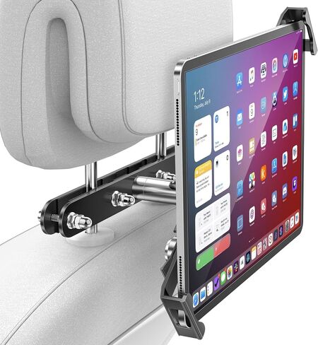 AboveTEK Tablet Holder for Car Headrest- Anti-Theft iPad Car Holder Back Seat, Secure Locking System with 360° Swivel, Universal for 4-11" Tablets, Durable Aluminum Mount for Travel & Business, Black in Saudi Arabia