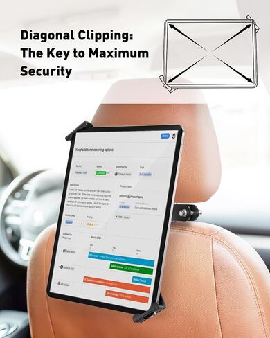 AboveTEK Tablet Holder for Car Headrest- Anti-Theft iPad Car Holder Back Seat, Secure Locking System with 360° Swivel, Universal for 4-11" Tablets, Durable Aluminum Mount for Travel & Business, Black in Saudi Arabia