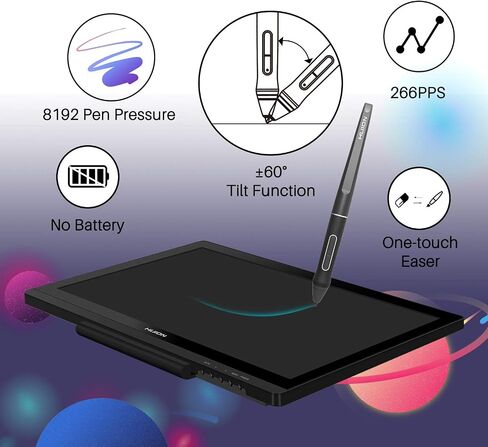 تابلت رسم Huion KAMVAS 20 مع شاشة عرض رسومية وقلم شاشة عرض 120% sRGB وظيفة إمالة خالية من البطارية قلم 8192 ضغط القلم - 19.5 بوصة in Kuwait