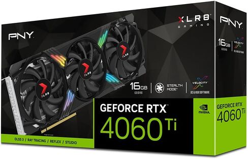 بطاقة رسومات PNY GeForce RTX™ 4060 Ti 16GB XLR8 Gaming Verto RGB Triple Fan OC DLSS 3 in Kuwait