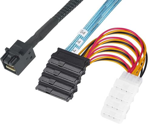 Heretom Mini-SAS SFF-8088 26P إلى 4 X SAS SFF-8482 29 Pin مع كابل طاقة 2 متر 6.6FT in Kuwait