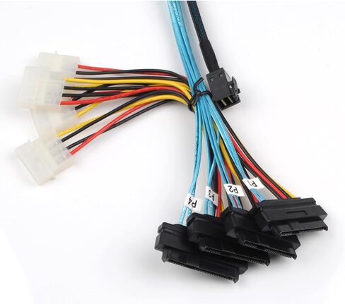 Heretom Mini-SAS SFF-8088 26P إلى 4 X SAS SFF-8482 29 Pin مع كابل طاقة 2 متر 6.6FT in Kuwait