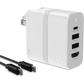 GaN USB C Charger with 1TB SSD 4K HDMI PD 65W, TV Mode & 3-Port Fast Charging - Compatible with MacBook, iPad, iPhone, Samsung, Steam Deck & More White