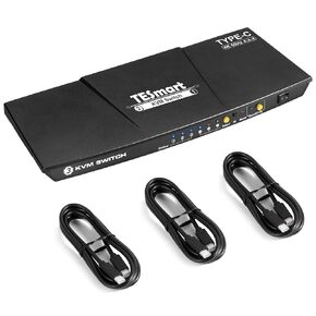 محول TESmart USB-C KVM 3 في 1، لـ 3 أجهزة كمبيوتر وشاشة واحدة، 4k@60 هرتز، طاقة إمداد للكمبيوتر المحمول المتصل بالمنفذ 1، نوع C KVM in Kuwait