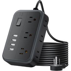 Extension Cord 25 Ft NTONPOWER Long Extension Cord with 6 Widely Spaced Outlet, Power Strip with 4 USB Port(2 USB-C), Wall Mount for Home Office, Dorm Room and Nightstand, Black in Kuwait