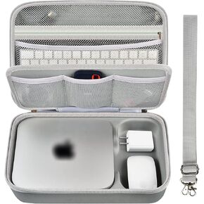 حافظة متوافقة مع أجهزة Apple 2023 Mac Mini M2/ Mac Mini M1 وMac Mini الطراز السابق للكمبيوتر المكتبي، منظم إلكترونيات يناسب لوحة المفاتيح والفأرة السحرية والملحقات (العلبة فقط) - رمادي