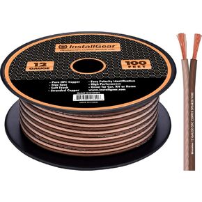InstallGear 12 Gauge Speaker Wire with 12 Banana Plugs (100ft) - 12 AWG Speaker Wire Speaker Cable 99.9% | Oxygen-Free Copper - True Spec and Touch Cable | Speaker Wire 12 Gauge | Outdoor Speaker Wire
