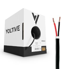 Voltive 12/2 Speaker Wire - 12 AWG/Gauge 2 Conductor - UL Listed in Wall (CL2/CL3) and Outdoor/In Ground (Direct Burial) Rated - Oxygen-Free Copper (OFC) - 500 Foot Bulk Cable Pull Box - White