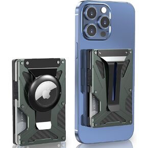 KLVEOL Mag Safe Wallet Case, The FIRST PATENT Card Holders 2 in 1 Air Tag Holder and Money Clip, Magnetic Adhesive Wallet for iPhone Series of 15/14/13/12 Pro/ProMax and Magsafe Devise, Black in Saudi Arabia
