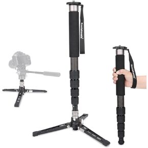 Koolehaoda MPD-325C من ألياف الكربون 64 بوصة كاميرا Monopod مع قاعدة حامل ثلاثي قابلة للإزالة. 5 أقسام للفيديو Monopods لكاميرا Canon Nikon Sony Olympus Panasonic DSLR in Kuwait