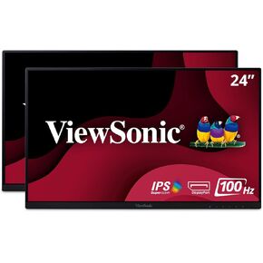 شاشات فيوسونيك VA2456-MHD_H2 مزدوجة الرأس فقط 1080 بيكسل IPS مع حواف رفيعة للغاية، HDMI، منفذ DisplayPort وVGA للمنزل والمكتب، أسود in Kuwait
