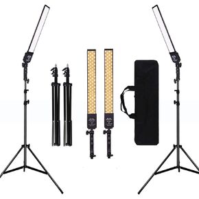 GIJUANRING 2 Packs Dimmable Bi-Color LED Video Light with Tripod Stand Bag Photography Lighting Kit for Camera Video Studio YouTube Product Photography Shooting,376 LED Beads, 3200-5500K,CRI 96+ in Kuwait
