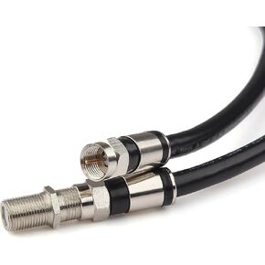 GTOTd Coaxial Cable (8 Feet) with RG6 Coax Cable Connector (and F-Type Cable Extension Adapter) White Coax Satellite TV 75 Ohm Cable ¡­